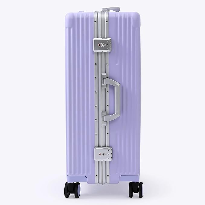Nobl Travel Zipperless Check In Suitcase - Aluminum Frame, Medium Check In luggage 27x17.5x10.4 Airline Approved by Noble Travel - Polycarbonate Shell - TSA Locks, 360° Spinner Wheels - Lavender