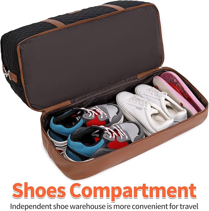 Weekender Bag, Large Travel Duffel Bag for Women, Carry on Overnight Bag with Shoe Compartment and Toiletry Bags