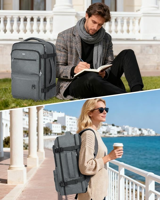 WANDF Travel Backpack For Spirit Airlines Personal Item Bag 18x14x8 with Wet Pocket, 17 Inch Laptop Backpack for Men Women（Grey）