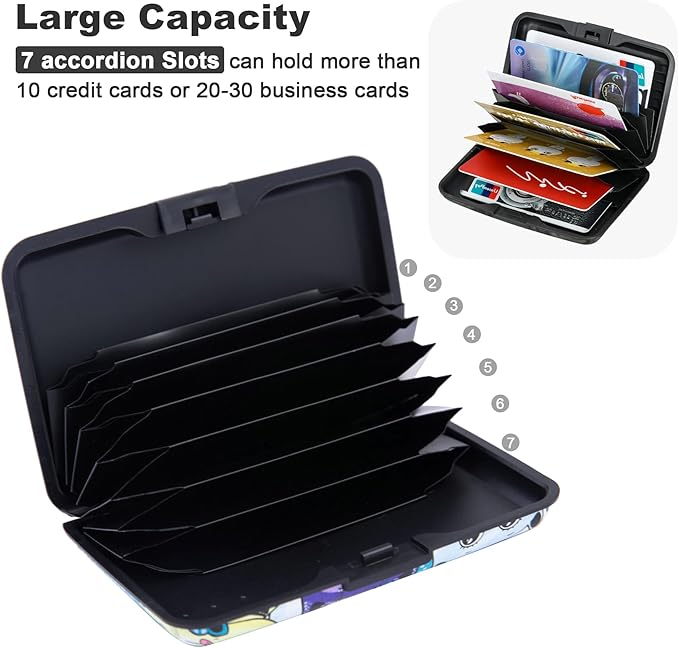 ELFISH Mini RFID Aluminum Wallet Credit Cards Holder Business Card Case Metal ID Case for Men Women (Color cat)