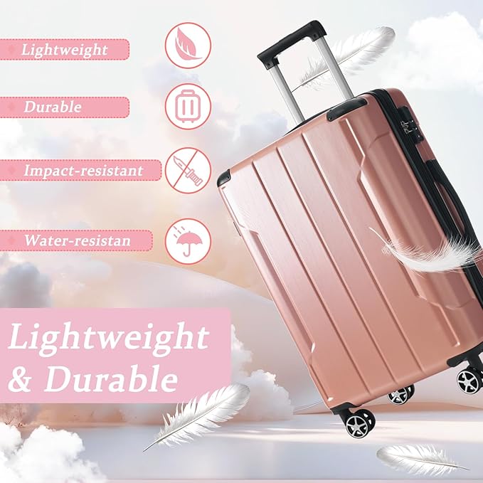 Merax 24 Inch Expandable Checked Luggage, Hardshell ABS Medium Suitcase with Spinner Wheels, TSA Lock, Lightweight Travel Suitcase for Long Trips and Vacations