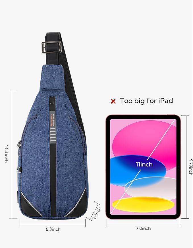 WATERFLY Medium Crossbody Sling Backpack Anti Theft Backpack for Traveling Chest Shoulder Bag