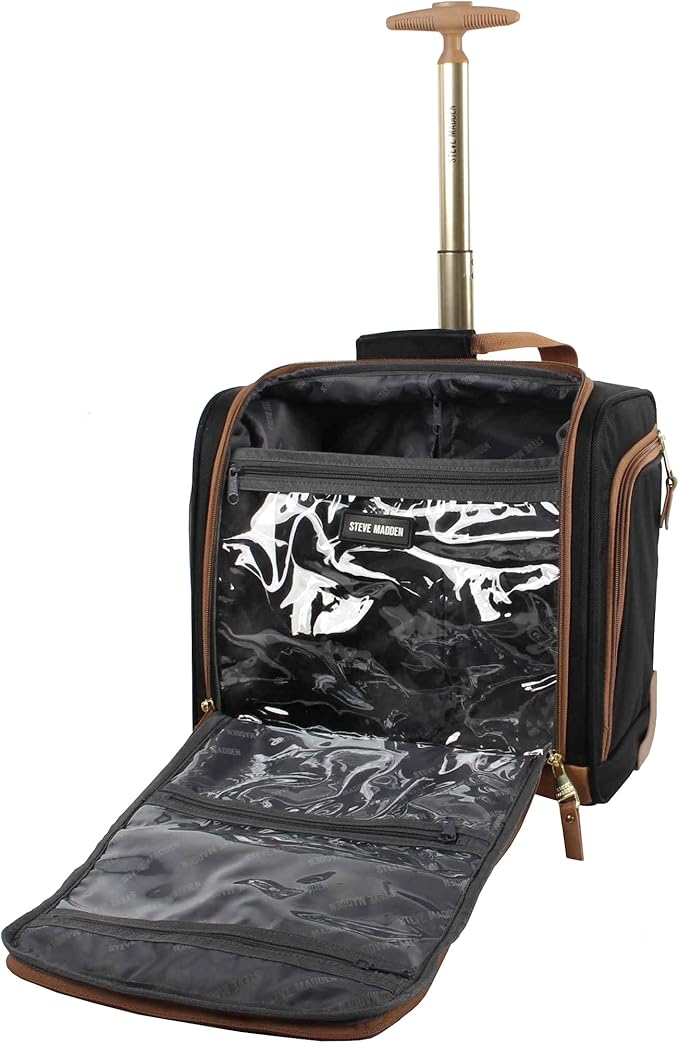 Steve Madden Designer Luggage Collection - 3 Piece Softside Expandable Lightweight Spinner Suitcase Set - Travel Set Includes an Under Seat Bag, 20-Inch Carry on and 28-Inch Checked Suitcase, Harlo