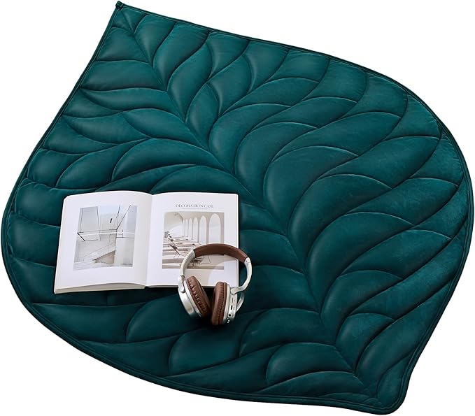 Weighted Lap Blanket 7 lbs 41"×53", Luxury Soft Small Weighted Lap Pad for Adults,Portable Travel Leaf Weighted Throw Blanket for Relaxation, All-Season Use and Machine Washable Deep Green