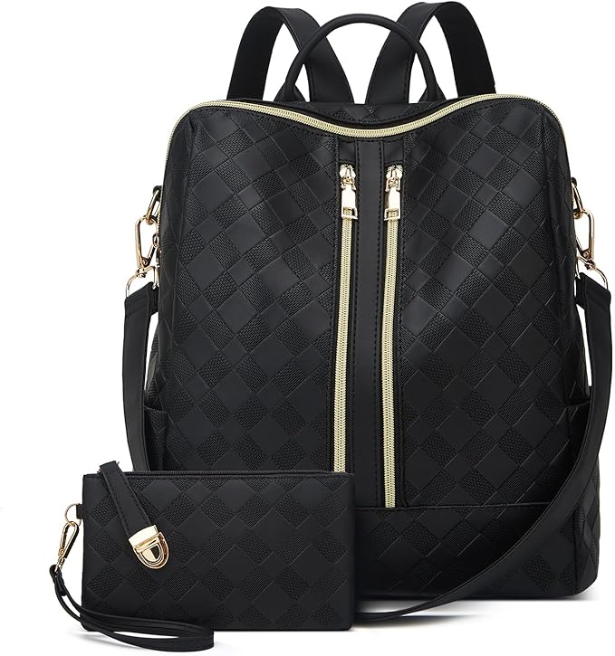 Makes Backpack Purse for Women PU Leather Travel Satchel Handbag Convertible Design Bag with Purse 2 Piece