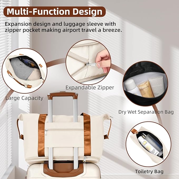 LARVENDER Luggage Sets 6 Piece, Expandable Hardside Carry on Suitcase Set with Spinner Wheels, Lightweight Rolling Luggage Sets for Women with TSA Lock, Cream White