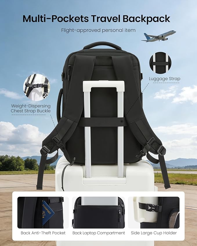 LOVEVOOK 40L Carry on Backpack, Large 17 Inch Travel Backpack for Women Men, Personal Item Bag Airline Approved with 3 Packing Cubes, Hiking Backpack Waterproof Weekender Essentials Casual Daypack