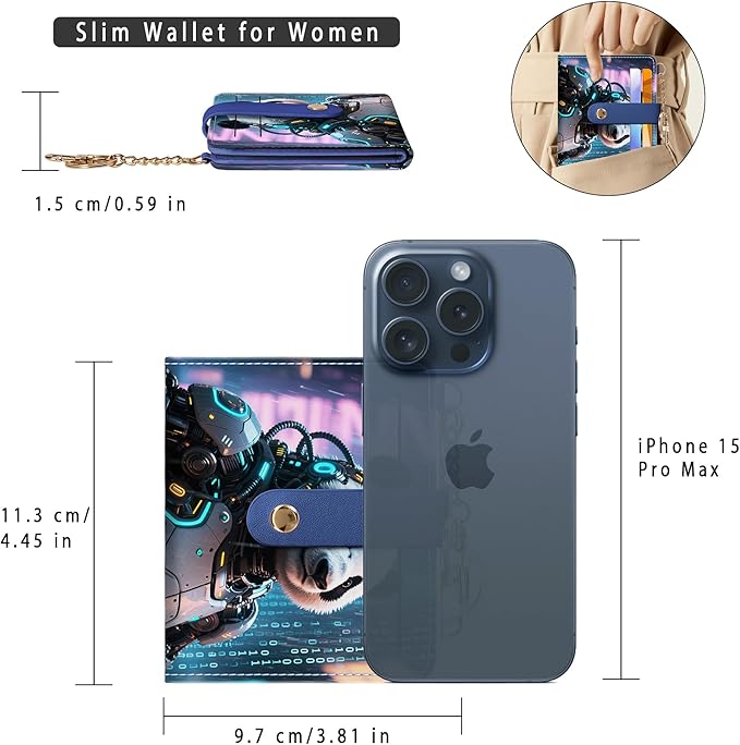 Airkit Small Wallets Woman RFID Blocking Leather Credit Card Holder - with ID Window - Card Wallets for Women - with Zipper Coin Purse - Keychain Wallet