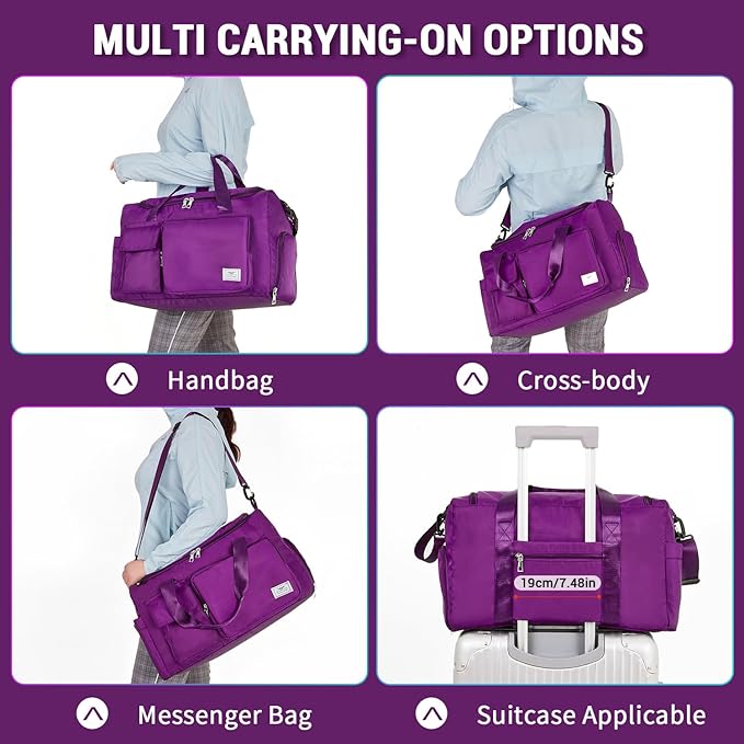 FIORETTO Women's Gym Duffle Bag with Shoes Compartment, 30L Capacity, Ideal for Travel, Gym, Sports, Duffel, Weekender