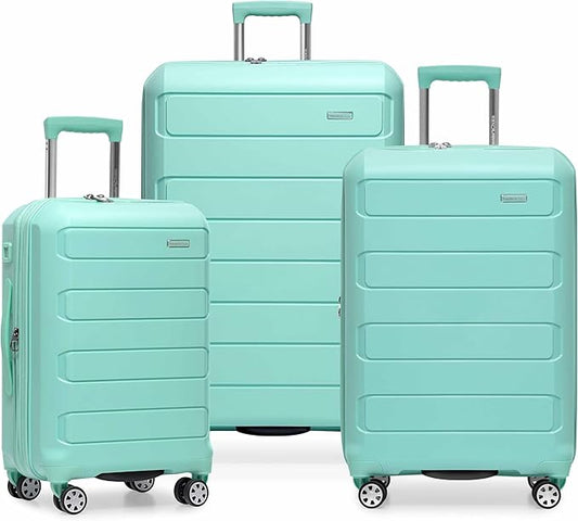 Traveler's Choice Pagosa Hardshell Expandable Luggage with Spinner Wheels, Mint, 3-Piece Set (22/26/30)