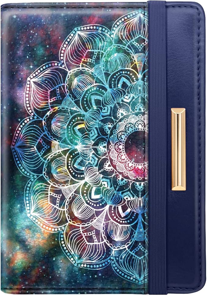 Passport Holder Cover,Traveling Passport Case Cute Navy Blue Passport Wallet for Women,Nebula
