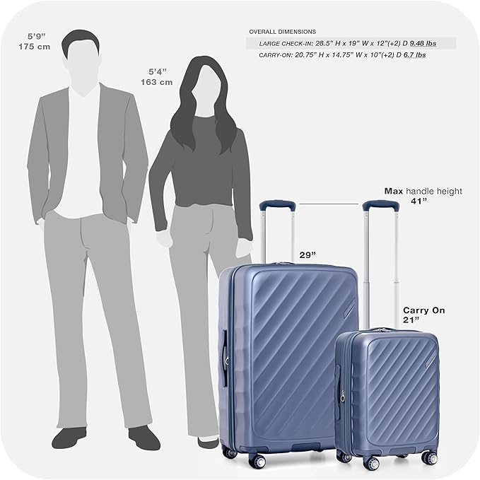 Traveler's Choice Elm 21" Carry-on Expandable Spinner Luggage Set - Matte Navy