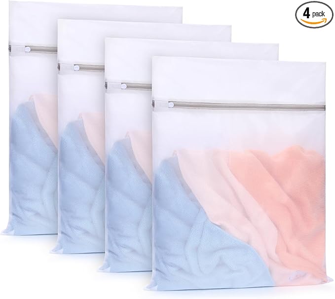 Muchfun 4Pcs Durable Fine Mesh Laundry Bags for Delicates 16 x 20 Inches (4 Large)