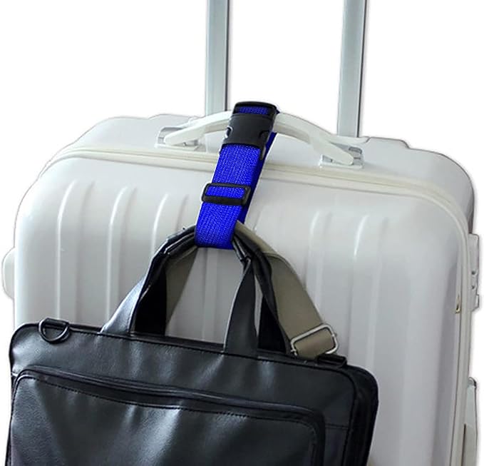 4Pack Luggage Straps Add Bag Luggage Straps to Connect Two Suitcases, Adjustable Luggage Belt Connector for Carry On, Travel Attachment Accessories to Hold Suitcases Together, Blue