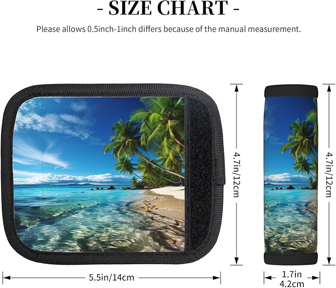 Luggage Handle Wraps Tropical Hawaii Beach Sea Luggage Identifiers Soft Neoprene Luggage Handle Wraps For Suitcase Trolley Handle Grip Cover 2 Pack Luggage Tags