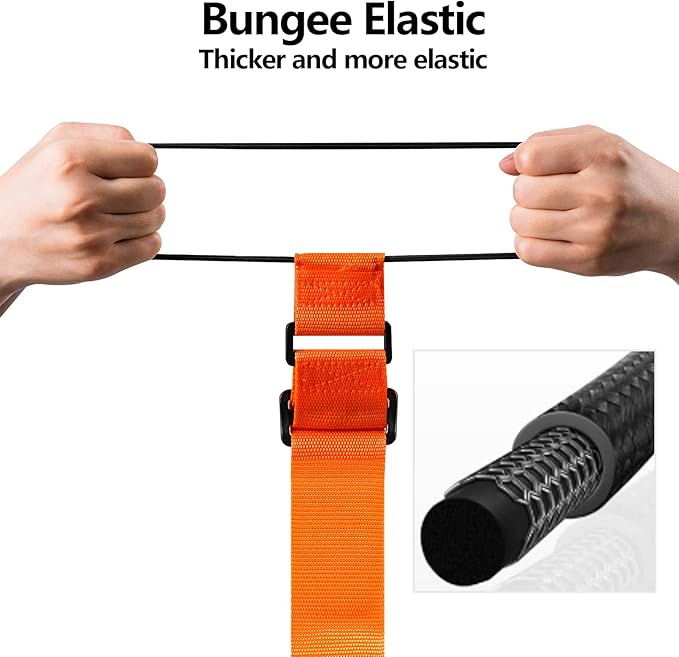 BILIONE Add a Bag Luggage Straps 4 Pack, Adjustable Bungee Elastic Belt to Connect Two Suitcases, Secure Carry On & Travel Essentials (Black)