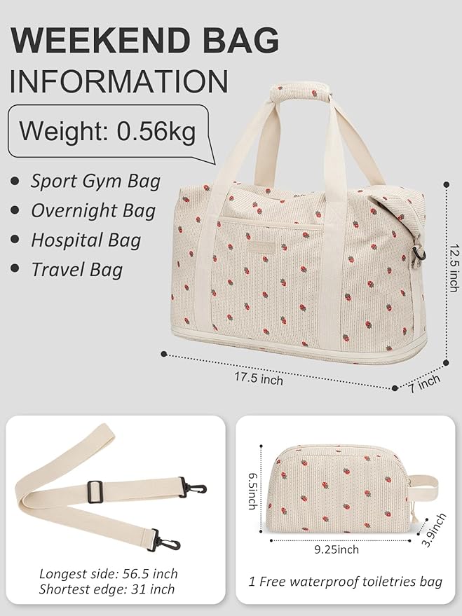 Expandable Travel Duffle Bags Weekender Overnight Bags for Women Men Hospital Bag for Women Labor Delivery with Toiletry Bag Waterproof