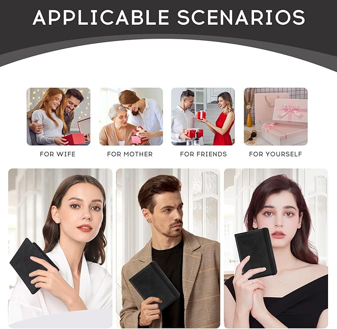 ILIYAH-Passport Cover-Passport Holder Travel Wallet-RFID Blocking Passport Case Travel Accessories Card Holder Wallet Unisex Travel Gifts (Black MG)