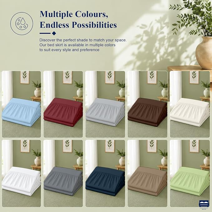 Cottingon Dorm Room Bed Skirt, 100% Microfiber, White, Twin XL-30 Drop