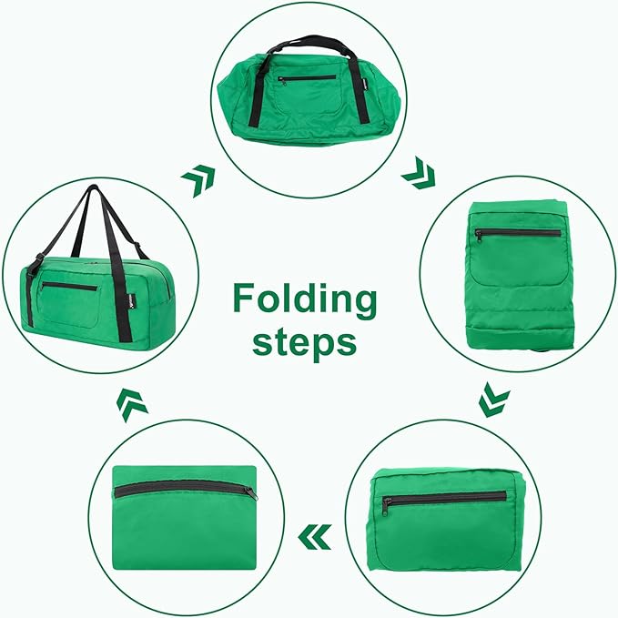 HOLYLUCK Foldable Travel Duffel Bag For Women & Men Luggage Great for Gym - Kelly green