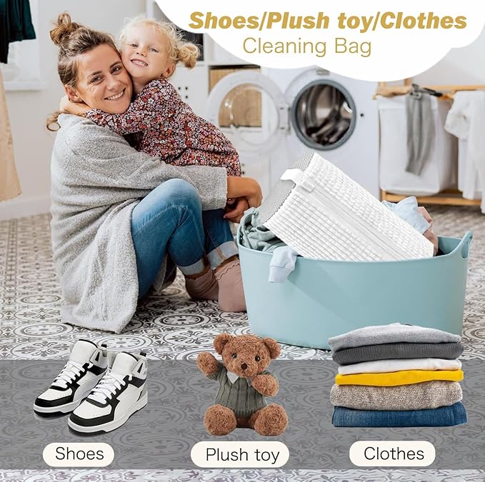Shoe Washing Machine Bag,Laundry Shoe Bag for Washer and Dryer,Reusable Shoe Cleaning Bag for Sneakers,Tennis Shoes,With Self-locking Zipper, Microfiber Inside,Include Shoe Bag (Pro White - 1 Pack)