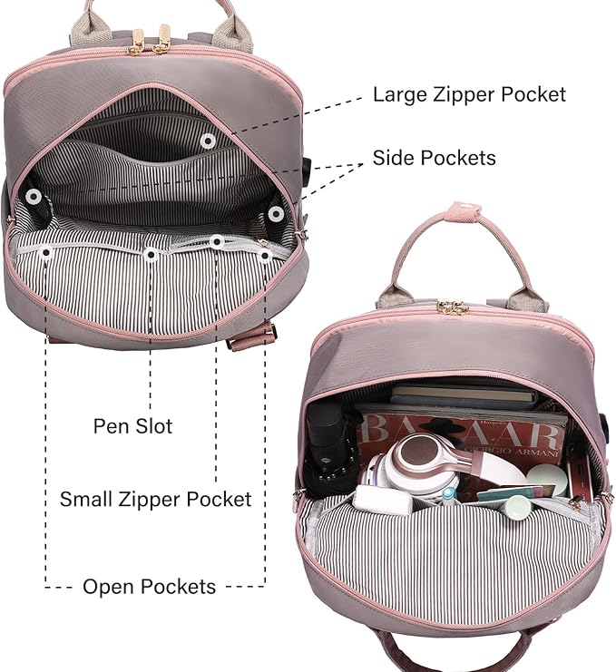 LOVEVOOK Laptop Backpack for Women 15.6 Inch Laptop Bag with USB Port, Fashion Waterproof Backpacks Teacher Nurse Stylish Travel Bags Vintage Daypacks Bookbag for College School Work