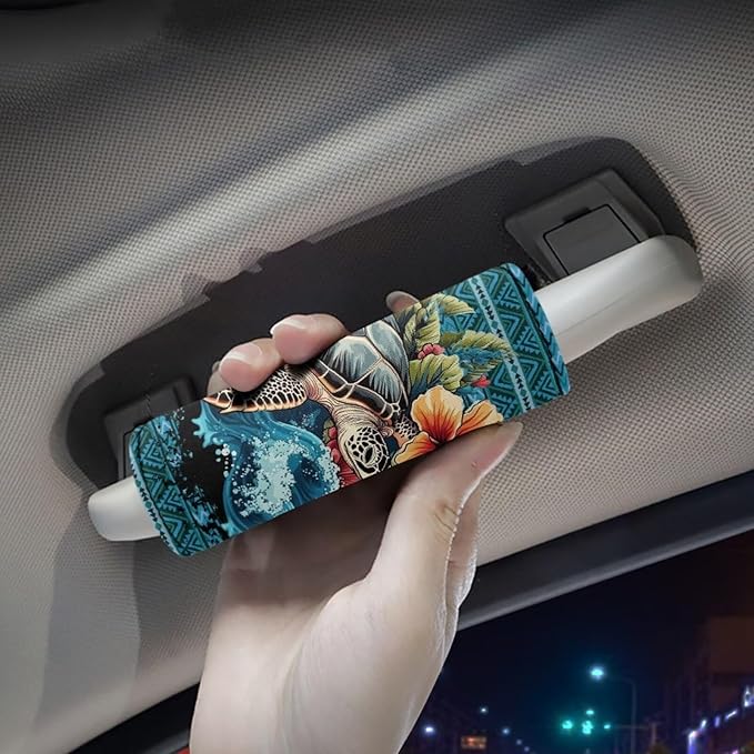 BIGCARJOB Blue Sea Turtle Luggage Handle Wrap for Suitcase,2 Pcs Personalized Door Handle Protector Covers Luggage Handle Wraps Protection Cover for Women