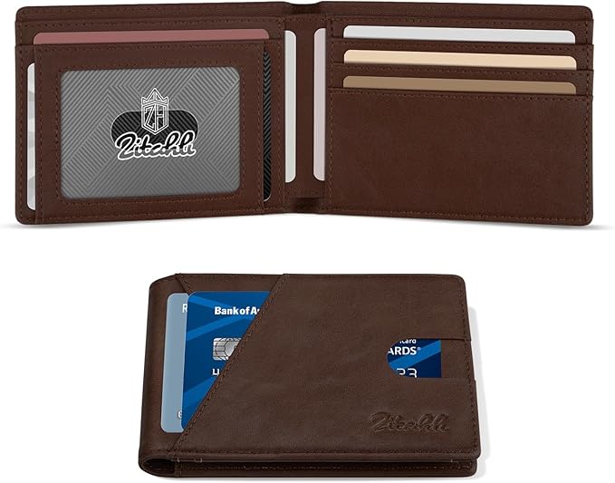 Zitahli Bifold Wallets for Men - Slim RFID Leather Credit Card Holder for 6-11 Cards, Minimalist Thin Wallet with ID Window & Cash Slot,Front Pockt Carteras Para Hombres, Birthday Gifts for Men | Slim, RFID Blocking, Premium, Front Pocket, Gift Box, Le...