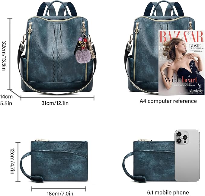 Makes Backpack Purse for Women PU Leather Travel Satchel Handbag Convertible Design Bag with Purse