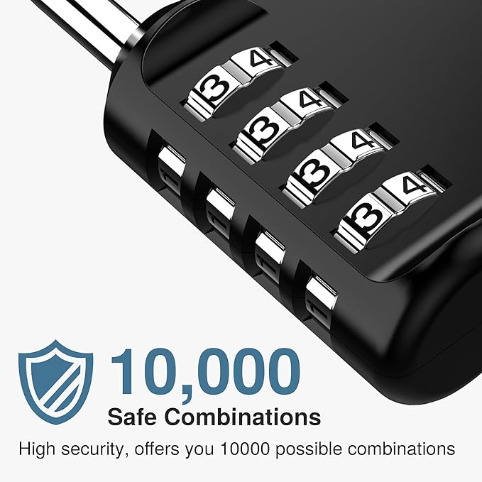 Puroma 3 Pack Combination Lock for Locker 4 Digit Outdoor Waterproof Padlock for School, Gym, Sports, Fence, Toolbox, Gate, Case, Outdoor, Hasp Storage, Cabinets (Black)
