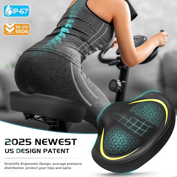 Noseless Bike Seat Cushion for Men & Women - Extra Padding & Comfort Wide Bicycle Seat, Oversized Comfortable Saddle for Peloton Bikes, Exercise Bikes, Electric Bikes, Cruiser Bikes