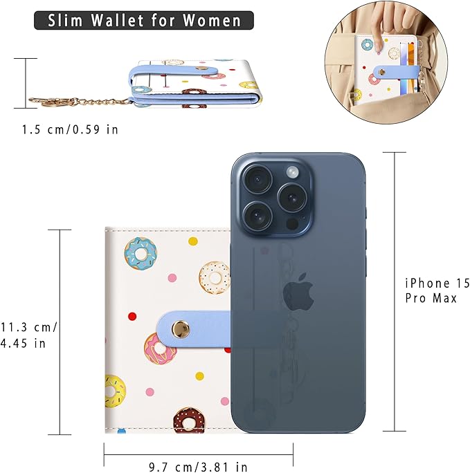 Airkit Small Wallets Woman RFID Blocking Leather Credit Card Holder - with ID Window - Card Wallets for Women - with Zipper Coin Purse - Keychain Wallet