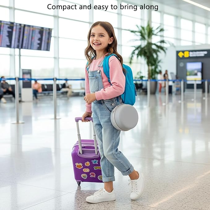 Kids Travel Pillow - Memory Foam Soft Airplane Neck Pillow for Head Neck Support,Compact Design with Hard Case,for Airplane,Car,Home Recliner,or Toddler Travel Support (Kids Pillow-Pink)