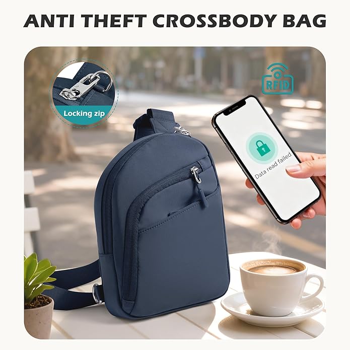 TOPEAST Anti Theft Crossbody Bags for Women Men, Small Sling Crossbody Bag Travel Purse Shoulder Wallet with RFID Blocking