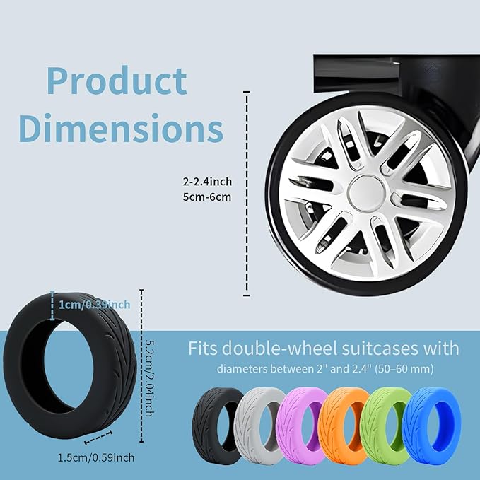 10Pcs Luggage Wheel Covers Silicone Silent Suitcase Protector for Luggage Office Chair Caste Upgraded Wear-Resistant Anti-Noise Shock Absorption Suitcase Wheel Covers Accessories Black