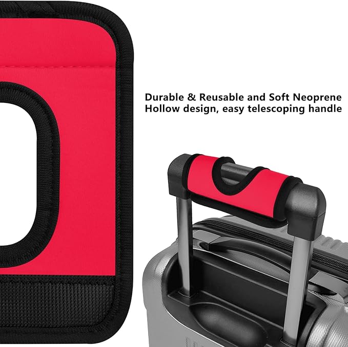 5 Pcs Neoprene Luggage Handle Wrap Handle Grip Luggage Tags Identifier Hollow Design for Push-Button, Bright Luggage Markers for Airport Travel Luggage Suitcase Trolley Case