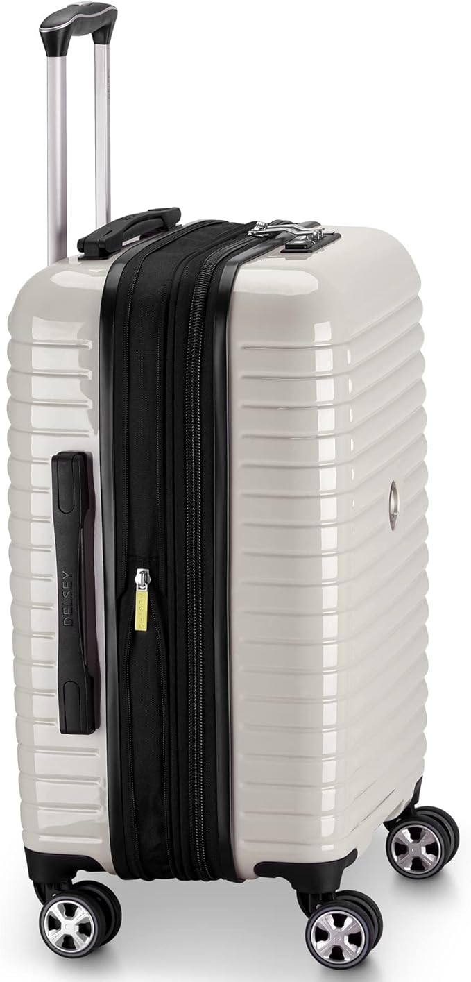 DELSEY PARIS Cruise 3.0 Hardside Expandable Luggage with Spinner Wheels, Glossy Ivory, Carry on 20 Inch