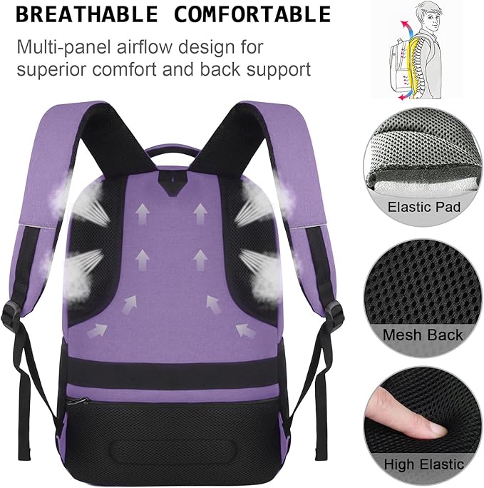 Volher Laptop Backpack,Business Travel Anti Theft Slim Durable Laptops Backpack,Water Resistant College Computer Bag for Women & Men Fits 15.6 Inch Laptop and Notebook-Purple