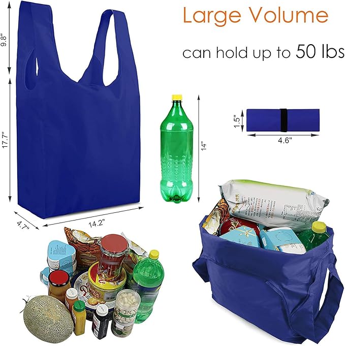 BeeGreen Reusable Shopping Bags with Handles - 12 Pack Foldable Polyester Tote Bags Bulk with Zipper Pouch, Travel Tote Cloth Bag for Women Holiday Beach, Washable Reusable Gift Bag for Groceries