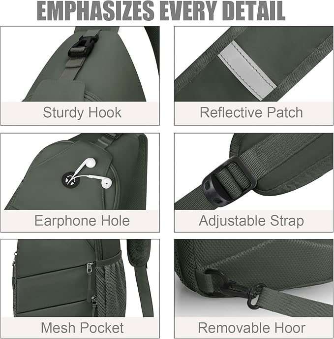 Crossbody Bags for Women Men Trendy Sling Bag Backpack Casual Chest Bag with Convertible Shoulder Strap