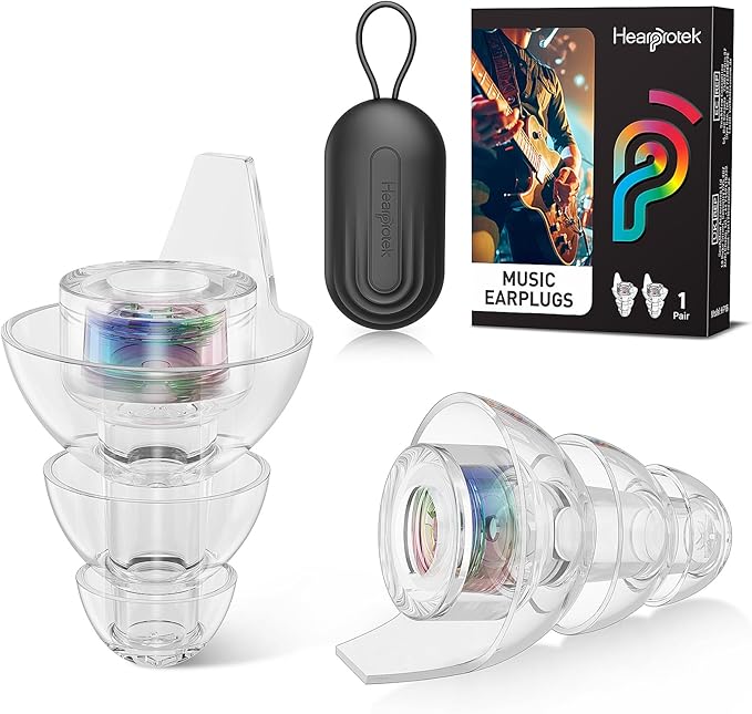 Hearprotek Hi-Fi Spirit Concert Ear Plugs, High Fidelity Silicone Music Earplugs for Concerts, Noise Reduction, Hearing Protection, Motorcycle, Musicians, Rave, Dj, Tinnitus Relief (Medium Size)