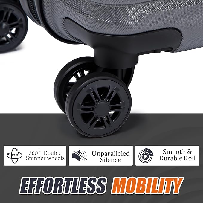 Luggage Sets 5 Piece Suitcases with Wheels, Suitcase Set ABS Hard Case Luggage with Lock Spinner Wheels Durable Travel Luggage