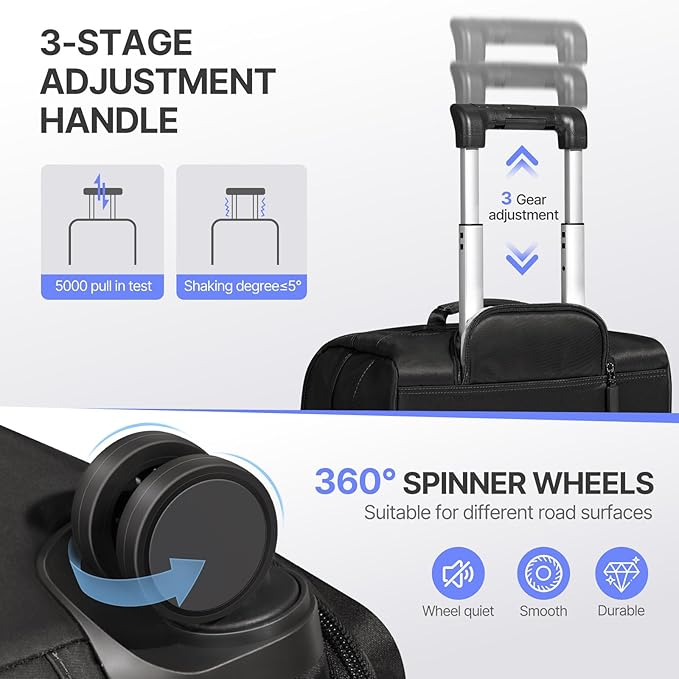 Checked Luggage, Softside Suitcases with Spinner Wheels, Lightweight Checked-Suitcase with TSA Lock for Women Men, Large Luggage for Travel Business Trip (Black, 25-Inch)
