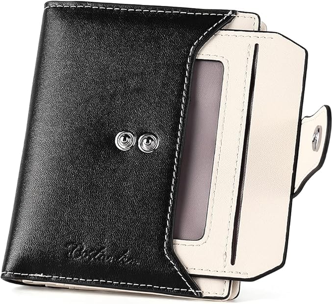 BOSTANTEN Women Leather Wallet RFID Blocking Small Bifold Zipper Pocket Wallet Card Case Purse with ID Window