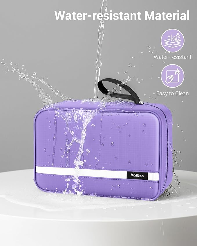 Maliton Toiletry Bag for Men & Women Travel Toiletry Bag Hanging Toiletry Bag Hygiene Organizer with 4 Compartments Waterproof Bathroom Shower Bag Large Toiletries Travel Bag (Purple)