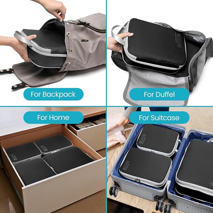 Cambond Compression Packing Cubes for Travel - Lightweight Expandable Travel Bags Luggage Organizers Travel Essentials Compression Cubes for Travel Space Saver for Carry on Suitcases Organizer