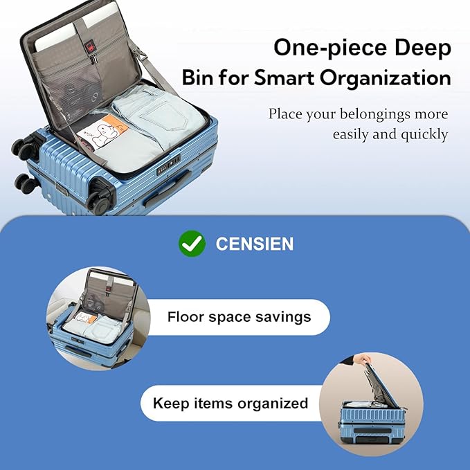 Carry On Luggage with Spinner Wheels, 20 Inch Airline Approved Suitcase, Lightweight ABS+PC Hard Shell Suitcases with Aluminum Frame, Top Opening, TSA Lock (Blue, 1 PC)