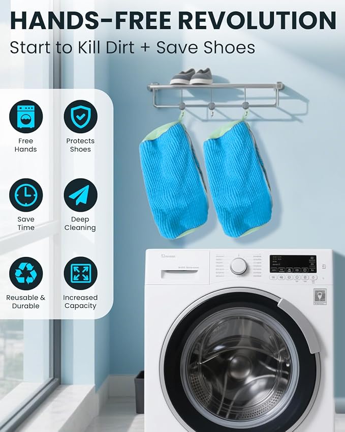 Shoe Washing Machine Bag: 2 Pack Reusable Shoes Cleaning Bags, Heavy Duty Shoe Laundry Bag for Washer & Dryer, 360° Deep Clean for Sneakers Tennis Shoes, Gifts for Women Men