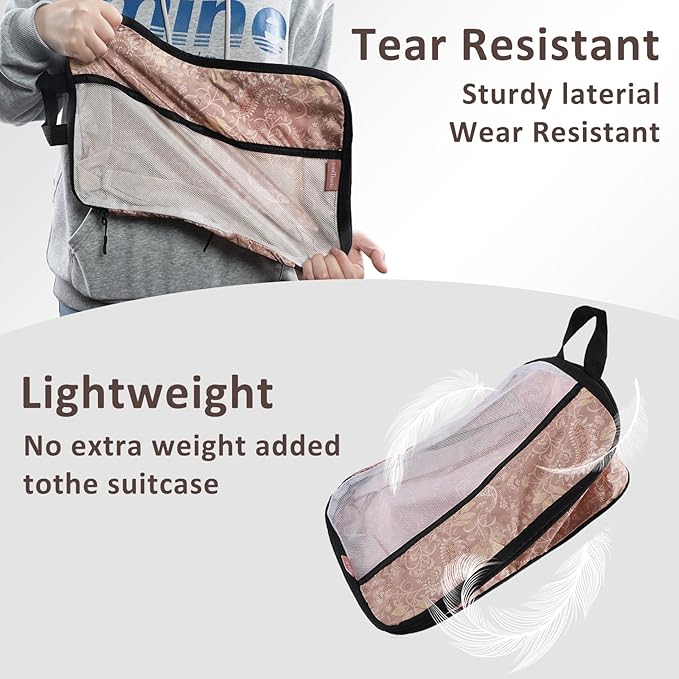 U+U 4 Set Compression Packing Cubes - Ultralight Travel Organizers, Space-Saving Suitcase Organizer, Expandable Packing Cubes for Travel and Family Vacation (Paisley Pattern)