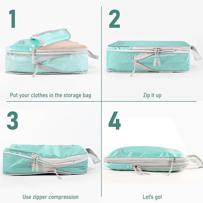 5 Set Packing Cubes For Travel Essentials, Luggage Packing Organization Cubes Suitcase Organizer Bags Set For Luggage Travel Packing Cubes For Suitcases Durable (5 Pcs, Blue)